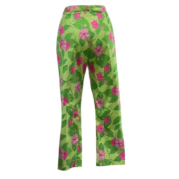 Lilly Pulitzer Pink Green Floral Print Cotton & Spandex Women's Pants Size 8 - Picture 2 of 15